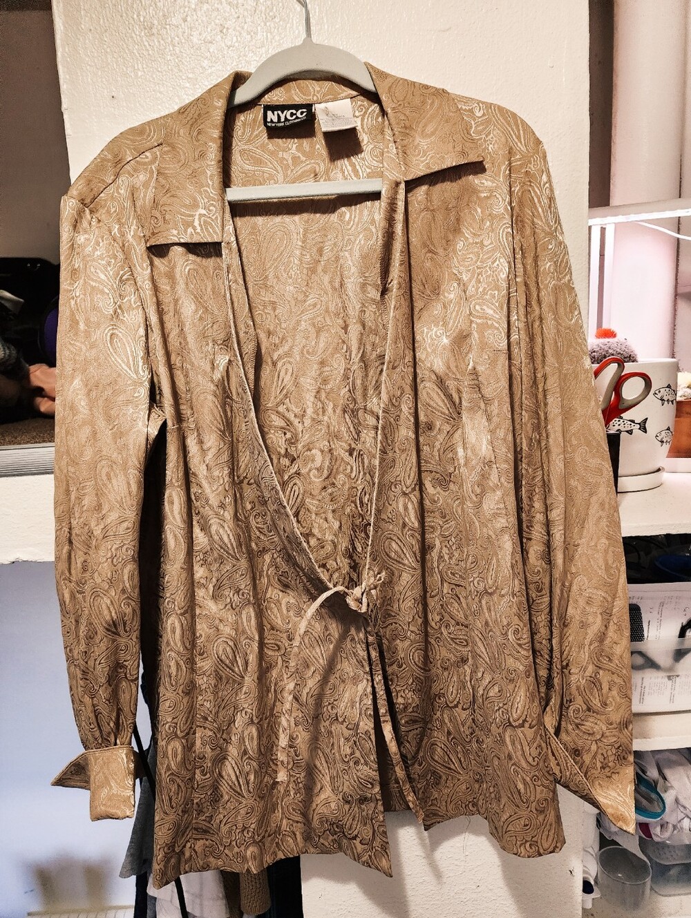 WOMEN'S 80'S KIMONO STYLE BLAZER - GOLD